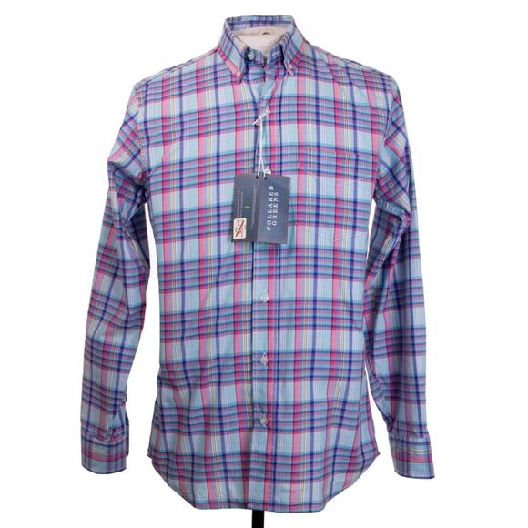 Collared Greens Other - NWT Collared Greens Mens S Teal Blue Plaid LS Button‎ Front Shirt $98 MSRP
